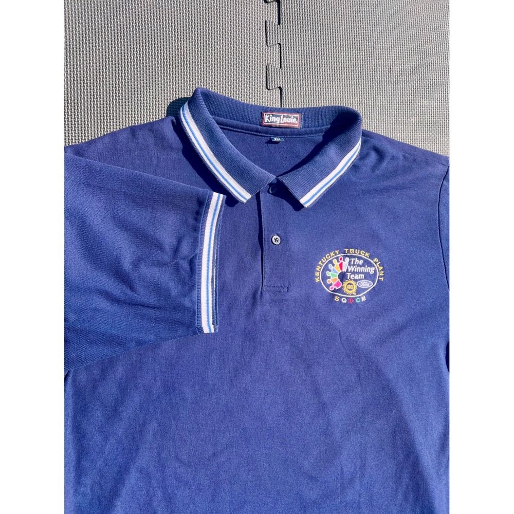 Vintage King‎ Louie Kentucky Truck Plant Polo Shirt Mens 2XL Blue
